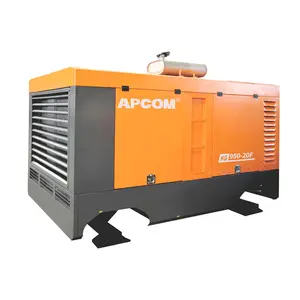 Skid mounted diesel air compressor 20bar APCOM high pressure portable screw aircompressor for mine drilling rig