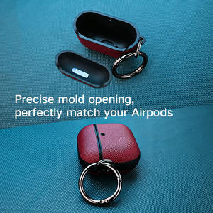 DL Proveedor Venta al por mayor <span class=keywords><strong>Original</strong></span> Pebble Grain Edge Envuelto Saffiano Auricular Cubierta Fundas blandas para <span class=keywords><strong>Airpods</strong></span> 3 <span class=keywords><strong>2</strong></span> <span class=keywords><strong>Pro</strong></span> Cubierta con gancho - Product Image 5