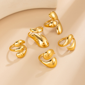 Lot de 5 <span class=keywords><strong>Bagues</strong></span> Tendance en Forme de Goutte d'Eau Lisse Irrégulière pour Femmes, Breloques et <span class=keywords><strong>Bagues</strong></span> de Doigt Serpent pour Dames, Accessoires de Bijoux de Mode, Cadeau - Product Image 3