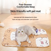 En stock, tapis de couchage pour animaux de compagnie en tissu peluche, toutes saisons, imprimé animal de dessin animé, forme rectangulaire, couleur personnalisée, lavage mécanique