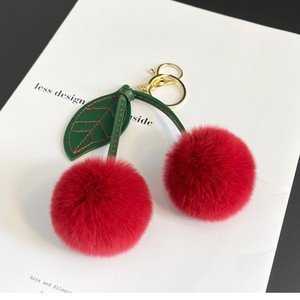 Porte-clés Pompon en Peluche <span class=keywords><strong>Cerises</strong></span> Coréennes Faites à la Main, Ornement Suspendu Créatif, Vente en Gros - Product Image 5