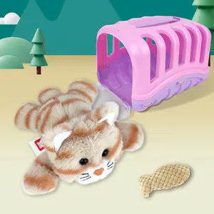Samtoy安全材料可洗可爱软护理猫狗宠物游戏屋玩具毛绒动物毛绒玩具带笼