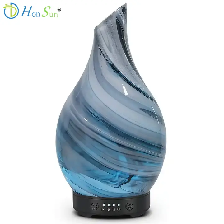 HonSun 3D-Effekt Glas kommerziellen Aroma Diffusor ätherischen Öl Diffusor mit Tinten muster 3D Glas abdeckung Starburst Vase Diffusor