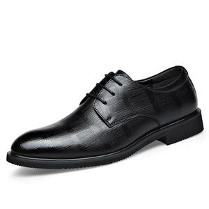 Chaussures habillées en cuir pour hommes, à bout pointu, à lacets, style Oxford, respirantes, pour l'été, mariage, tenue formelle, noires - Product Image 4