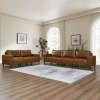 Sofá Modular Cuadrado de Cuero PU Marrón Personalizable de 2-5 Plazas, Otomana Seccional, Muebles Modernos para Sala de Estar, Hotel, Hospital