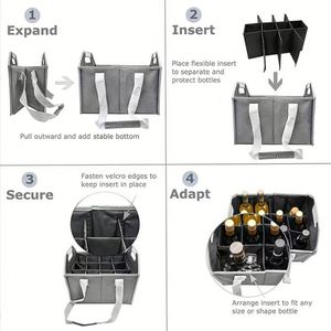 12 Bottles <b>Wine</b> Carrier Tote Thermal Padded <b>Wine</b> Tote <b>Bag</b> Reusable Glasses Liquor Bottle Storage Collapsible Ratafia Travel Case - Product Image 5