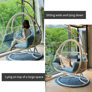 Uovo appeso sedia con supporto in Rattan sedia a dondolo esterno per giardino Patio balcone impermeabile uovo sedia appesa - Product Image 3