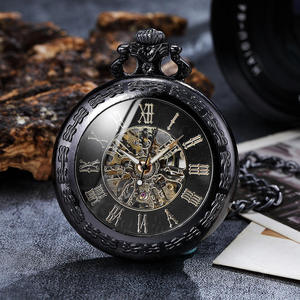 Antique Vintage <b>Roman</b> Numerals Pocket Watch Automatic Necklace Pendant <b>Clock</b> Chain Men's Hollow Mechanical Watch Classic - Product Image 6