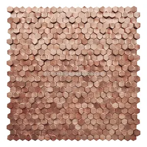 Шестигранная металлическая мозаика 3D алюминиевая красная Золотая выбранная мозаичная настенная плитка