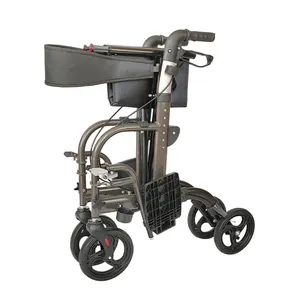 Yüksek kaliteli taşıma sandalye alüminyum katlanır tekerlekli sandalye Rollator Walker yetişkinler için