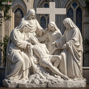 Religión Católica Cristiana piedra grande tallada decimotercera estación cuerpo de Jesús abajo de la Cruz mármol blanco Jesús 14 estación estatua - Product Image 4