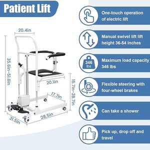 Silla de Transferencia Eléctrica para Pacientes con Diseño Ergonómico y Capacidad de 135 kg, Previene Lesiones en la Cintura de los Cuidadores - Product Image 2
