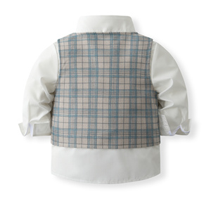 Catpapa - Conjunto de 4 Piezas <span class=keywords><strong>para</strong></span> Niños, Estilo Caballero, Chaleco a Cuadros, Corbata de Lazo, Camisa, Pantalones a Cuadros, Traje de Boda - Product Image 4