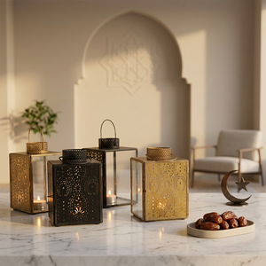 Wholesale <b>Mini</b> Moroccan Style Metal Framed Glass Tea Light Candle <b>Lanterns</b> for Home Decoration - Product Image 2