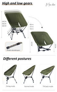 Chaise de camping pliante compacte et portable en aluminium kaki pour pique-nique en extérieur, ultra-légère, triangulaire, pour randonnée, fabriquée en usine - Product Image 2