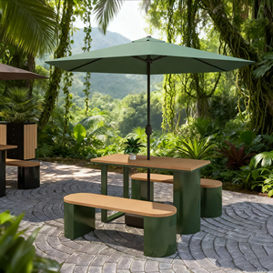 Set Tavolo e Sedie in Acciaio Inox e Ardesia Naturale per Esterni, Moderno e Resistente, Finitura Resistente alle Intemperie per Ristoranti e Caffè - Product Image 3