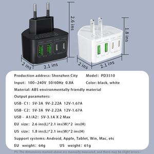 <span class=keywords><strong>Chargeur</strong></span> mural USB C HNT 40W 4 ports PD + QC, adaptateur secteur prise US/EU, multiport type C, <span class=keywords><strong>bloc</strong></span> de charge rapide pour <span class=keywords><strong>Apple</strong></span> iPhone Samsung - Product Image 4