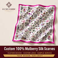 Écharpe carrée 100% soie de mûrier 90x90 cm avec impression personnalisée de motifs géométriques et tropicaux, douce pour la peau, OEM / ODM