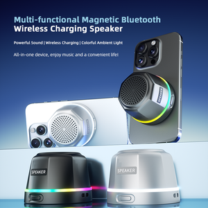 แท่นชาร์จตั้งโต๊ะแบบ all-in-one พร้อมลำโพงบลูทูธที่ชาร์จไร้สายผ่านการรับรองแบบ2-in-1และซาวด์บาร์ขนาดเล็กสำหรับบ้านสำนักงาน - Product Image 2