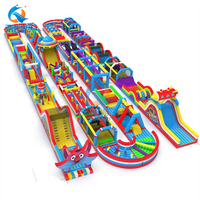 Parcours d'obstacles gonflable géant portable Funbox Monster Land avec toboggan et château gonflable pour adultes, jeux de parc d'attractions