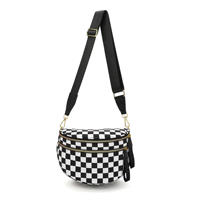 Sac bandoulière de luxe spacieux à motif damier, sac banane de sport tendance à carreaux avec sangle réglable