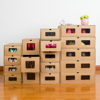 Boîte à chaussures en carton ondulé E-flute premium épaissi - Pliable, transparente et empilable, organisateur de rangement
