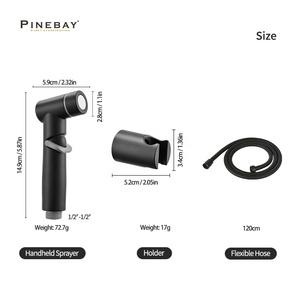 PINEBAY Wall Mounted Toilet <strong>Bidet</strong> Faucet ABS Plastic Matte Black Shattaf Douche Spray <strong>Bidet</strong> <strong>Sprayer</strong> Set - Product Image 2