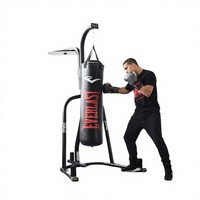 Tour de musculation en acier pour équipement de salle de boxe, support pour ballon de vitesse et sac de frappe avec plateforme de boxe, noir 137x124x218cm
