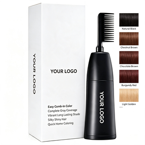 Crème colorante permanente pour cheveux sans ammoniaque à base d'extraits végétaux avec pinceau applicateur, marque privée, qualité professionnelle - Product Image 1