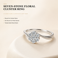 Bague de fiançailles personnalisée en or 18 carats avec diamant de laboratoire rond taille brillant couleur DEF et halo floral, bijoux fins