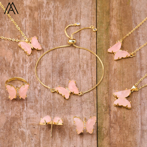 Collana di farfalle regalo di gioielli di moda per la <span class=keywords><strong>mamma</strong></span>, girocollo con ciondolo a farfalla in cristallo di pietra naturale all'ingrosso - Product Image 6