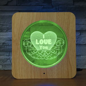 I Love U Woord Vorm Valentine Gift 3D Hout Gekleurde Plastic Led Nachtlampje Oem Acryl Lampvoet Decoratie Foto frame - Product Image 6