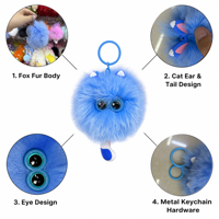 Porte-clés en fourrure de renard véritable en gros, pompon mignon pour sac, breloque chat, pendentif boule moelleuse, porte-clés en fourrure douce Kawaii, 10 couleurs, personnalisable OEM, 11 cm