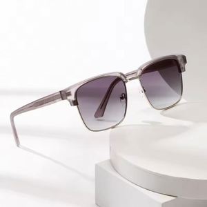 2025 Trendy Retro TR90 Driving Sun Glasses UV400 Half <b>Frame</b> <b>Square</b> Sunglasses for Men - Product Image 1