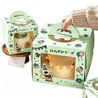 Emballage cadeau pour les fêtes, impression de logo personnalisé, boîte à pâtisserie, emballage pour dessert, boîte à gâteau d'anniversaire, fenêtre transparente en PET, poignée portable