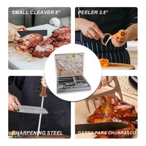 8-Piece Professional Chef Cooking <b>Knives</b> <b>Set</b> High Carbon Stainless Steel <b>Sharp</b> Rust Resistant Kitchen <b>Knife</b> with Sharpening - Product Image 3