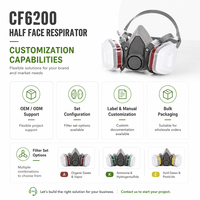 Masque à gaz demi-visage CF6200 pour soudage et peinture, kit réutilisable en caoutchouc-plastique à double cartouche, certifié CE, fabrication OEM