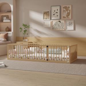 Parc pour bébé en bois massif personnalisable, barrière de lit multifonctionnelle, cloison de jeu, séparateur de pièce, conception sûre et robuste, service OEM ODM - Product Image 1