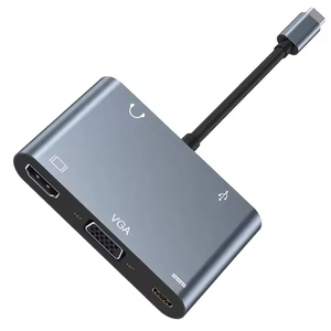 Mới 5 Trong 1 TYPE-C Để HDMI + <span class=keywords><strong>VGA</strong></span> + AV + USB3.0 + Pd USB Hub <span class=keywords><strong>Adapter</strong></span> Cho Máy Tính Để Bàn Truyền Hình Máy Chiếu - Product Image 3