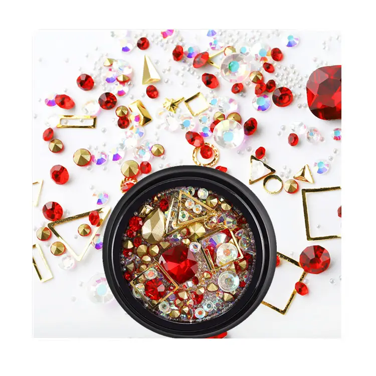 3D AB Glass Multi Shapes Rhinestones Set Nail Art Decoration Stones Jar Packaging Shinny Shape Fancy Crystal Nail DIY