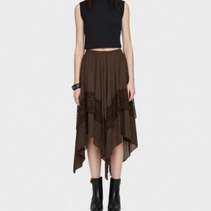 <span class=keywords><strong>Gonna</strong></span> Midi Gotica da Donna con Pizzo e Patchwork, Orlo Asimmetrico, Vita Elastica, Gonne Svolazzanti con <span class=keywords><strong>Volant</strong></span> - Sehe Fashion - Product Image 5