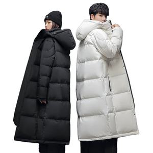 Nouvelle veste en duvet unisexe, fermeture éclair en toile, coupe-vent, style coréen, à capuche, manteau pour couple, manteau long d'hiver pour femme - Product Image 1