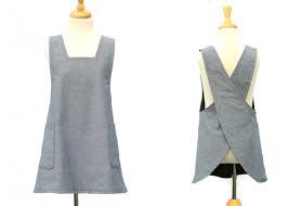 <span class=keywords><strong>Tablier</strong></span> Beige en <span class=keywords><strong>lin</strong></span> de coton Style <span class=keywords><strong>japonais</strong></span>, en forme de X, à bandages croisés à dos - Product Image 3