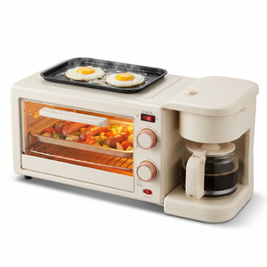 Station de petit-déjeuner multifonctionnelle 3-en-1 : grille-pain, cafetière, poêle à frire, acier inoxydable, économie d'énergie, appareil électroménager - Product Image 1