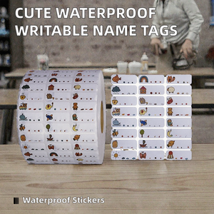 Custom Self-adhesive Cute Cartoon <b>Vinyl</b> <b>Sticker</b> <b>Name</b> Tags Waterproof Writable Labels for Children School Stationery Promotional - Product Image 2