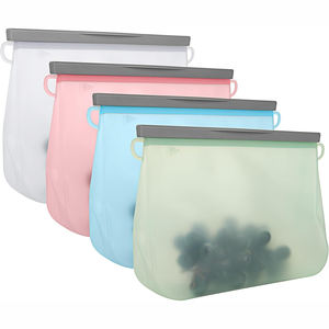 BPA Free Custom Reusable Food Silicone Zipper Snack Fruit <b>Bags</b> Kitchen Silicone <b>Zip</b>-lock Food <b>Storage</b> Pouch <b>Bag</b> and Container - Product Image 1