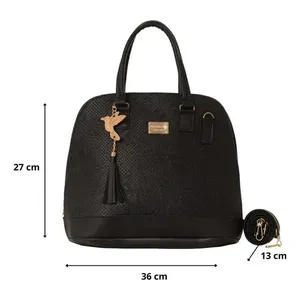 Sac à rabat noir pour femme Fana Ayla M3782, motif serpent vintage, cuir véritable, doublure en PU, décoration lettres, usage quotidien - Product Image 3