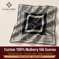 Écharpe carrée 100% soie de mûrier 90x90 cm avec impression personnalisée de motifs géométriques et tropicaux, douce pour la peau, OEM / ODM