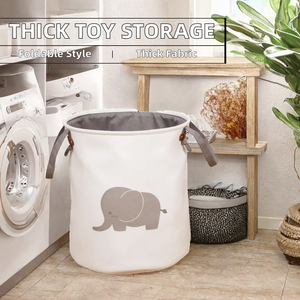 High-quality Thickened Circle cotton <b>Foldable</b> Fabric Toy Storage Bucket Home Dirty Clothes <b>Laundry</b> Hamper - Product Image 2