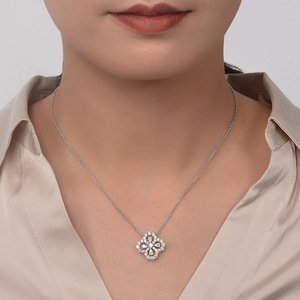 Collier trèfle à quatre feuilles en argent sterling Zircon S925 romantique bijoux pendentif de haute qualité - Product Image 6